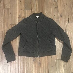 GAP Charcoal Grey Diamond Knit Pullover Bomber Jacket Women’s Size Small